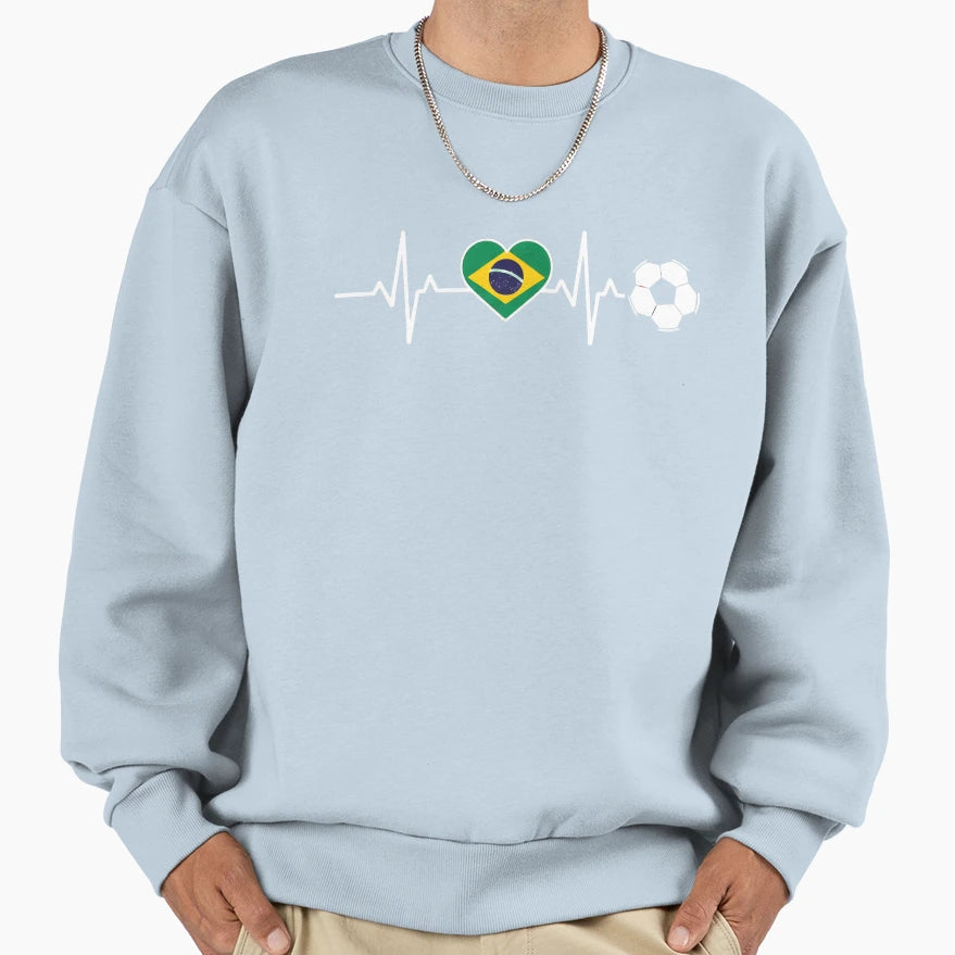 Brasil Football Heartbeat Sele O Sweatshirt - Novelty Apparel Men Women - T-Shirt, Sweatshirt, Hoodie