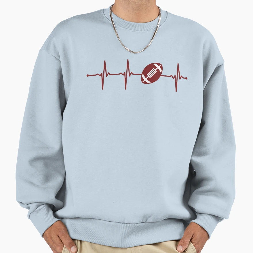 Heartbeat American Football Ecg Sweatshirt - Unique Graphic Men Women - T-Shirt, Sweatshirt, Hoodie