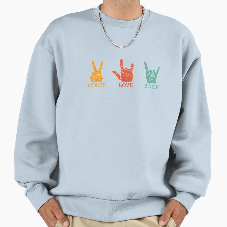 Peace Love Rock Concert Band Gift Sweatshirt - Minimalist Print Unisex - T-Shirt, Sweatshirt, Hoodie