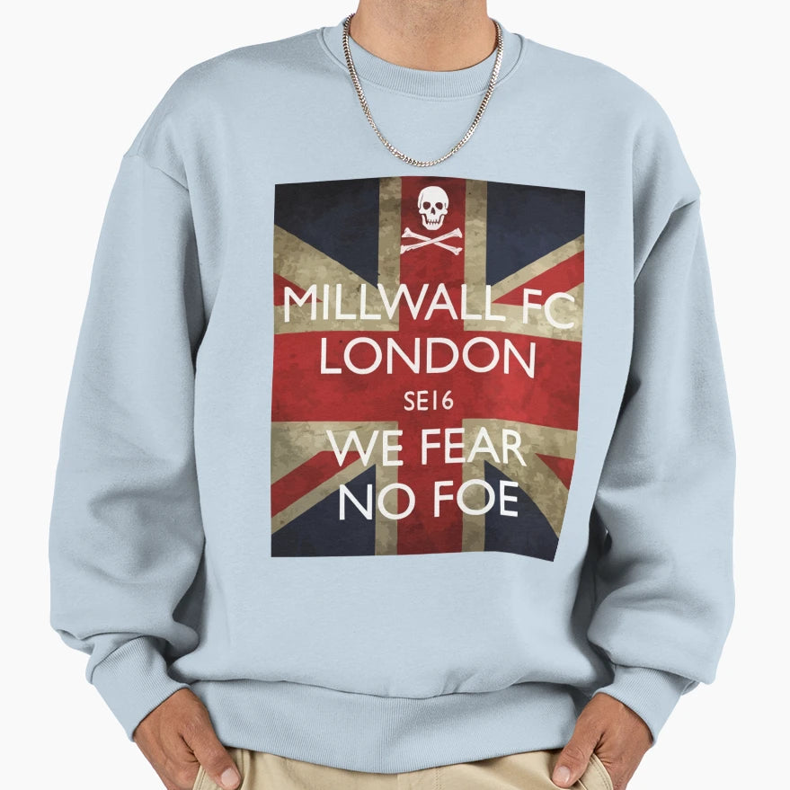 Millwall Union Jack We Fear No Foe T-Shirt - Unique Graphic for Adults - T-Shirt, Sweatshirt, Hoodie