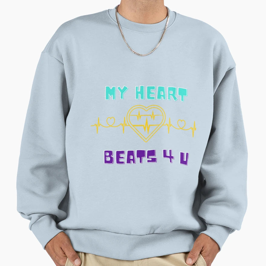 My Heart Beats 4 U Illustrated Sweatshirt - Streetwear Style Men Women - T-Shirt, Sweatshirt, Hoodie