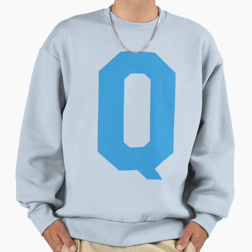 Alphabet Blue Q Sports Letter Q Sweatshirt - Aesthetic Graphic Unisex - T-Shirt, Sweatshirt, Hoodie