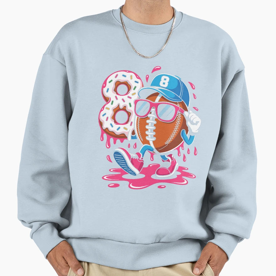 Football 8Year Old Ice Cream Drip Sweatshirt - Aesthetic Graphic Unisex - T-Shirt, Sweatshirt, Hoodie