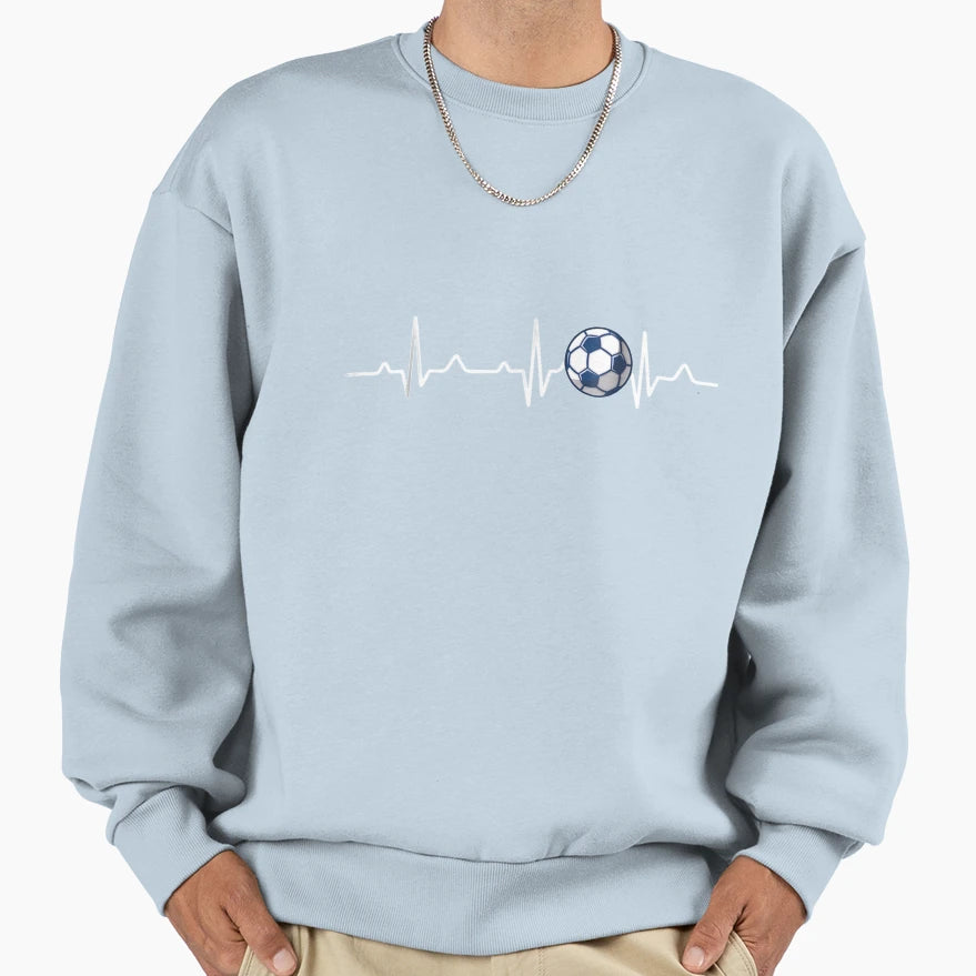 Heartbeat Soccer Lover Sweatshirt - Casual Everyday Wear Men Women - T-Shirt, Sweatshirt, Hoodie