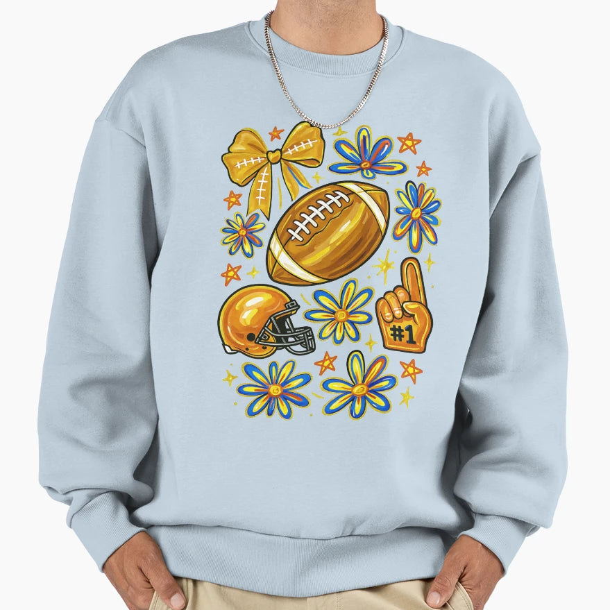 Football Coquette Bow Yallow Football Sweatshirt - Minimalist Print Unisex - T-Shirt, Sweatshirt, Hoodie