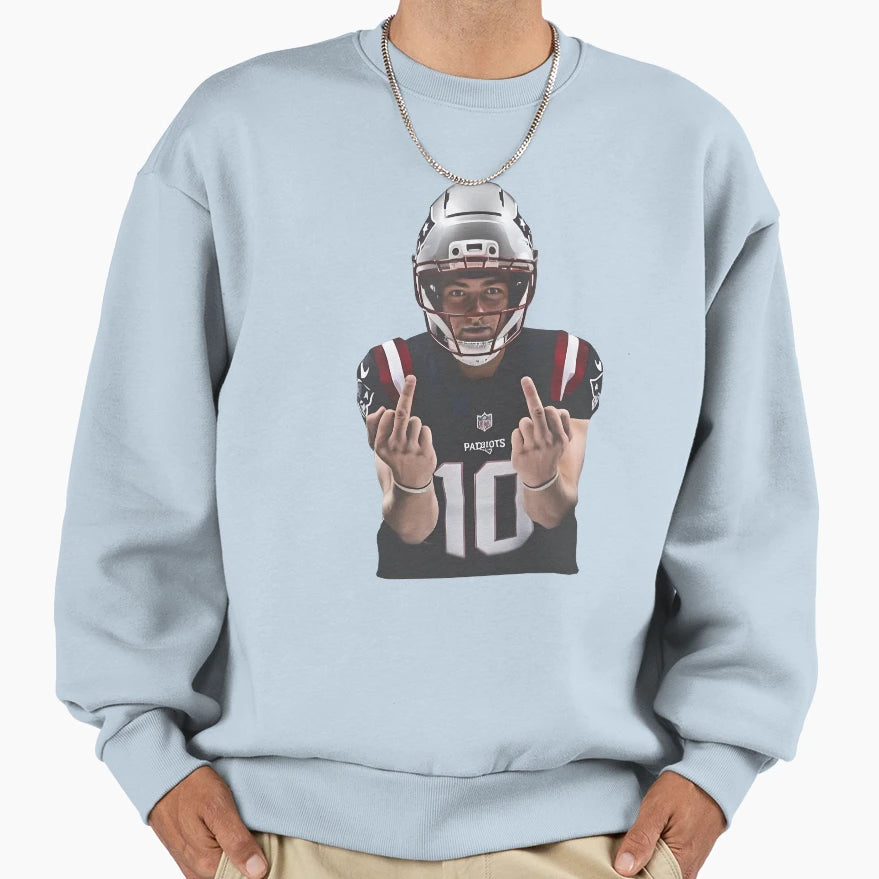 Drake Maye Middle Finger Sweatshirt - Fun Novelty Design Men Women - T-Shirt, Sweatshirt, Hoodie