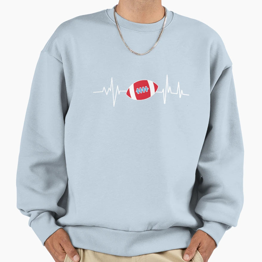 Football Heartbeat Football Usa Sweatshirt - Streetwear Style Men Women - T-Shirt, Sweatshirt, Hoodie