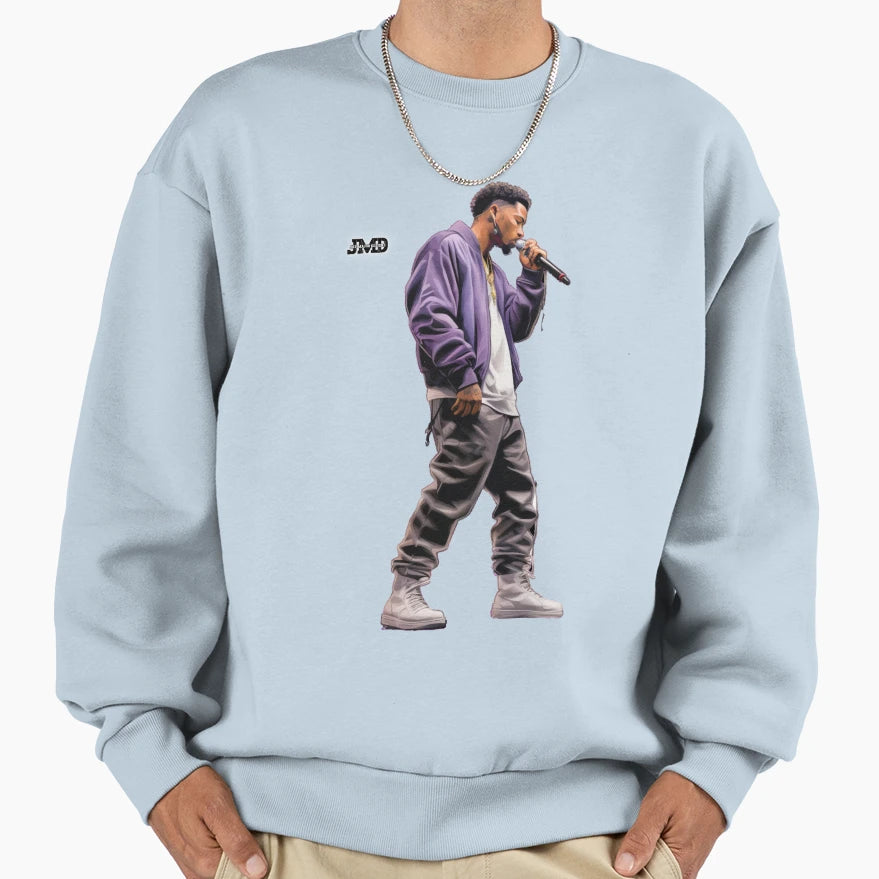 Rapper 1 White Background Sweatshirt - Minimalist Print for Adults - T-Shirt, Sweatshirt, Hoodie