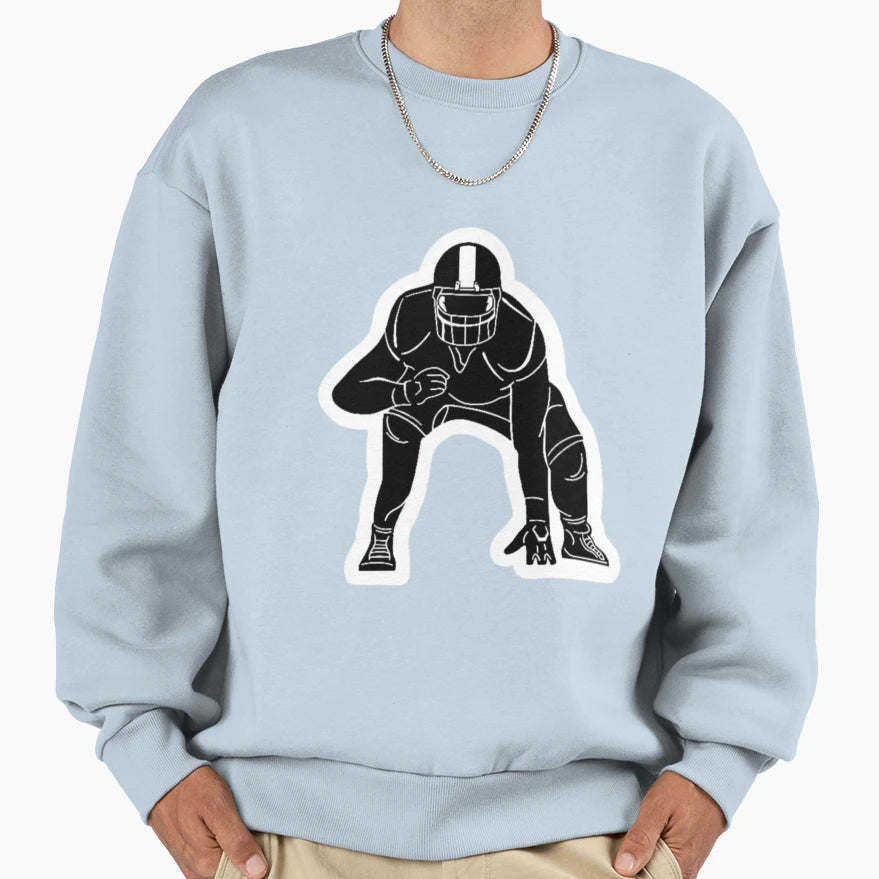 Football Player Stance Sweatshirt - Casual Everyday Wear for Adults - T-Shirt, Sweatshirt, Hoodie