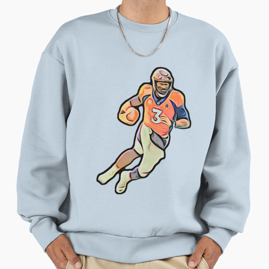 Russell Wilson Denver Quarter Sweatshirt - Fun Novelty Design for Adults - T-Shirt, Sweatshirt, Hoodie