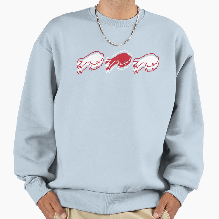Bills Pattern Blue Background Sweatshirt - Casual Everyday Wear Unisex - T-Shirt, Sweatshirt, Hoodie