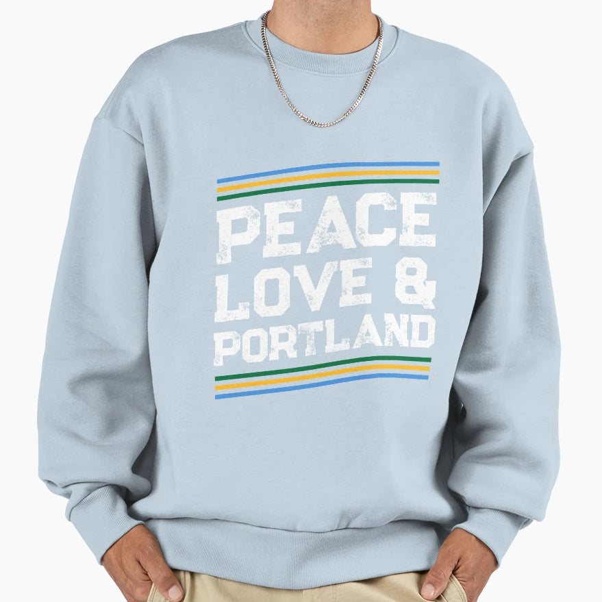 Awesome 1960S Peace Love Portland Oregon Sweatshirt - Trendy Graphic Unisex - T-Shirt, Sweatshirt, Hoodie