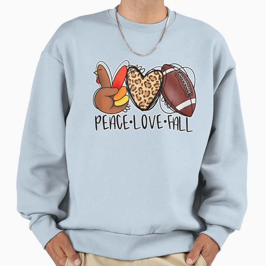 Thanksgiving Football Leopard Heart Sweatshirt - Unique Graphic Unisex - T-Shirt, Sweatshirt, Hoodie