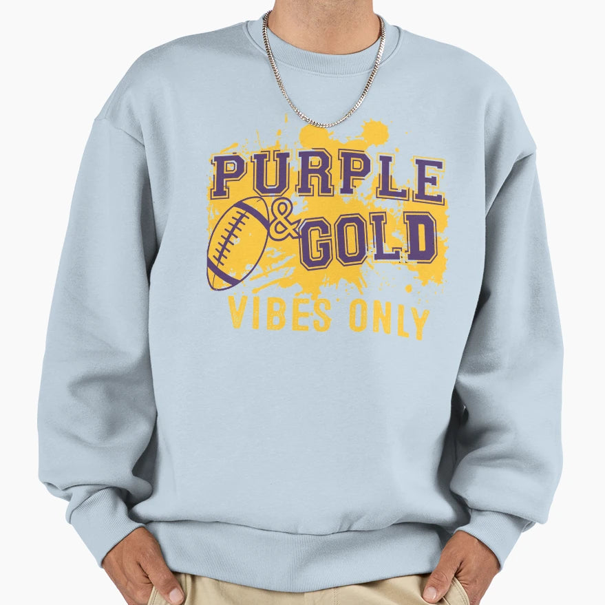 Purple Gold Game Day High School Sweatshirt - Graphic Print for Adults - T-Shirt, Sweatshirt, Hoodie
