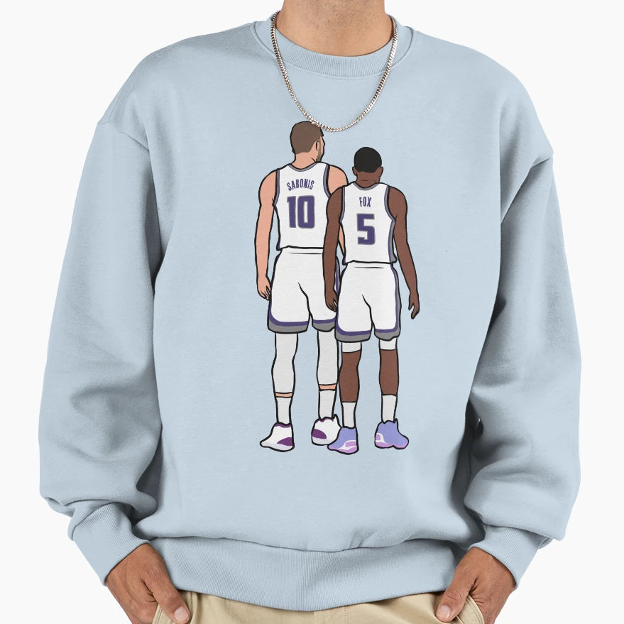 Domantas Sabonis Deaaron Fox Back Sweatshirt - Custom Art Print for Adults - T-Shirt, Sweatshirt, Hoodie