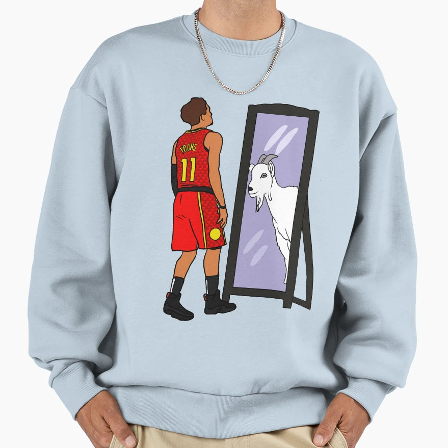 Trae Young Mirror Goat Sweatshirt - Unique Graphic for Adults - T-Shirt, Sweatshirt, Hoodie