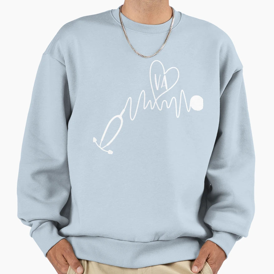Va Nurse Stethoscope Heart Gift Sweatshirt - Trendy Graphic Unisex - T-Shirt, Sweatshirt, Hoodie