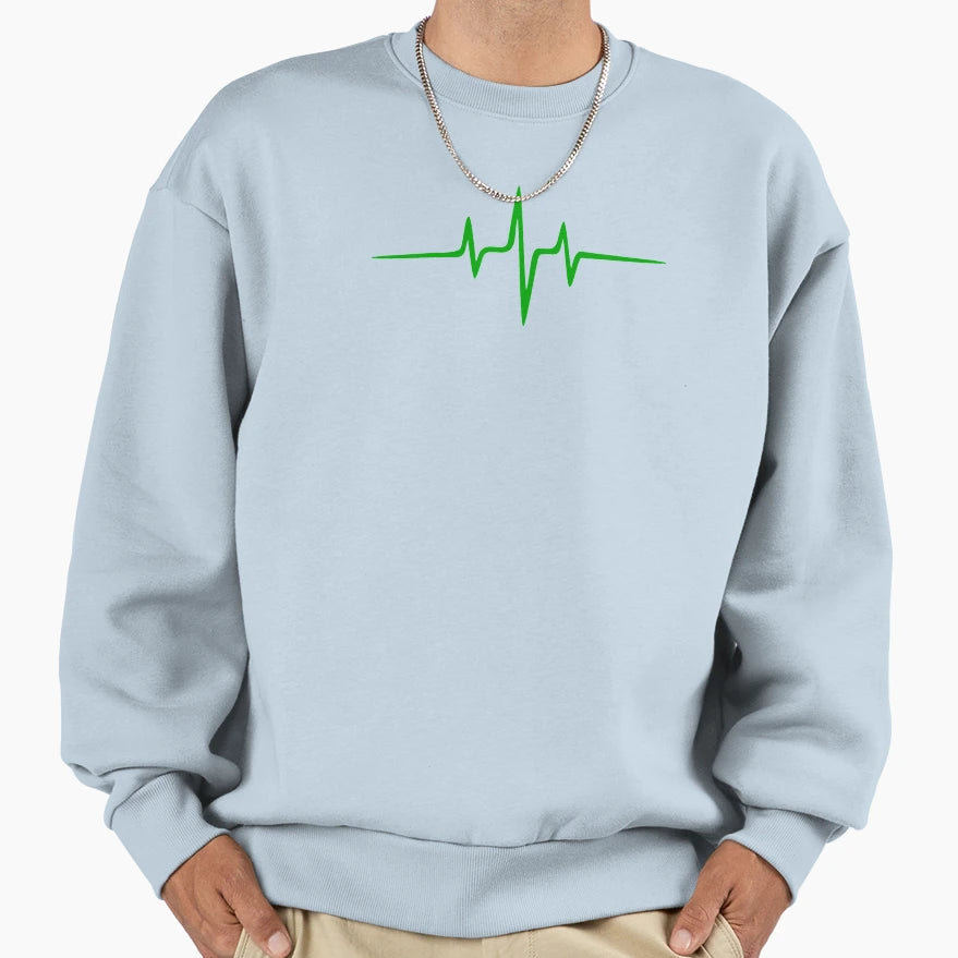 Heartbeat Pulse Green Vegan Frequency Sweatshirt - Graphic Print Men Women - T-Shirt, Sweatshirt, Hoodie