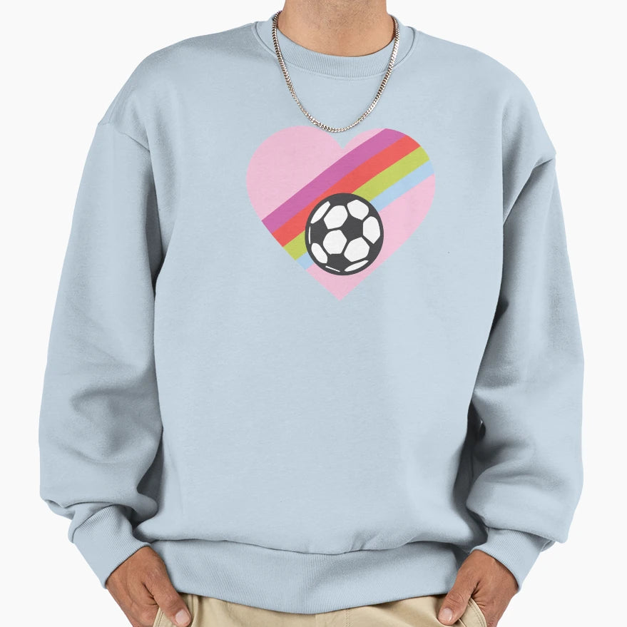 Heart Love Rainbow Soccer Sweatshirt - Novelty Apparel for Adults - T-Shirt, Sweatshirt, Hoodie