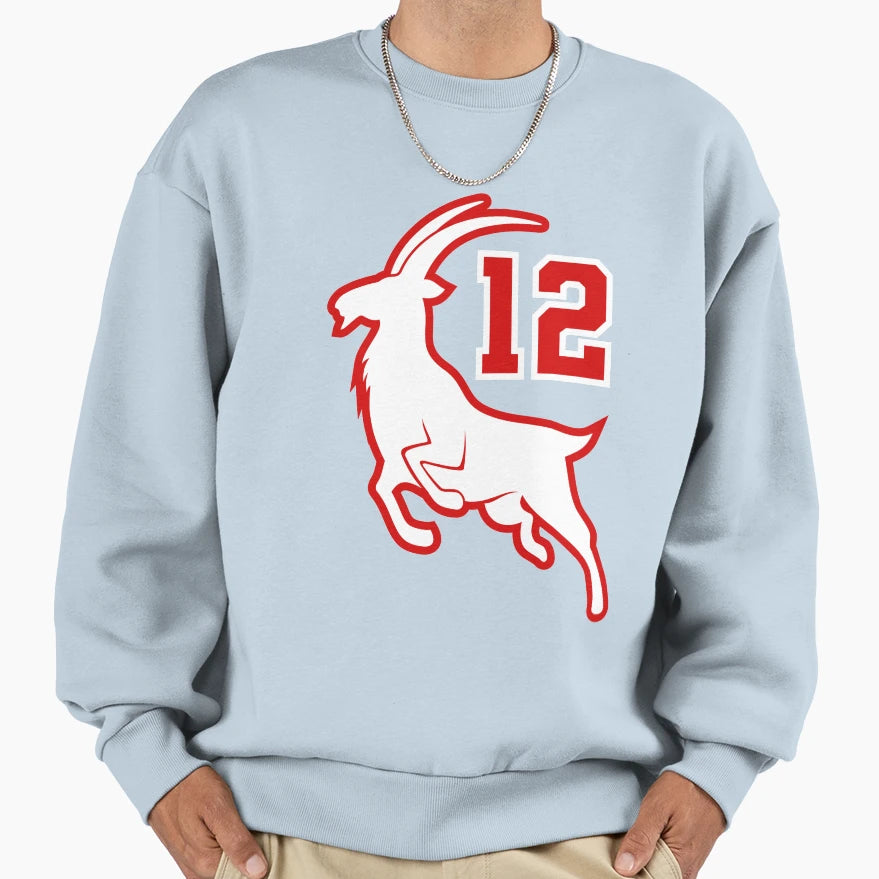 Goat 12 Champion Tampa Bay Tompa Sweatshirt - Aesthetic Graphic for Adults - T-Shirt, Sweatshirt, Hoodie