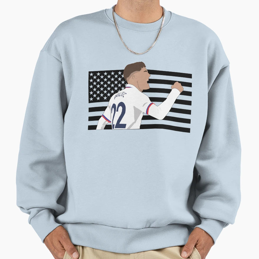Christian Pulisic Us Flag Sweatshirt - Novelty Apparel Unisex - T-Shirt, Sweatshirt, Hoodie