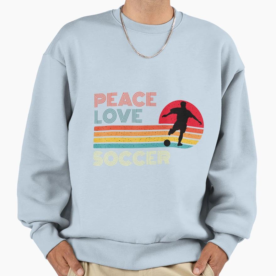 Peace Love Soccer Striped Sunset Sweatshirt - Custom Art Print for Adults - T-Shirt, Sweatshirt, Hoodie