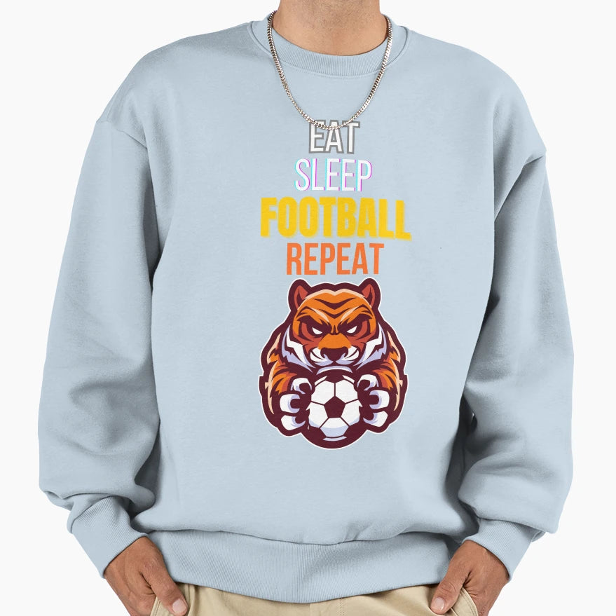 Eat Sleep Football Repeat Sweatshirt - Minimalist Print for Adults - T-Shirt, Sweatshirt, Hoodie