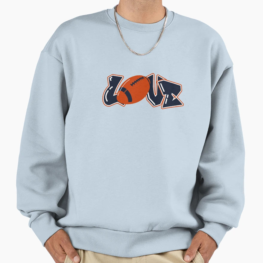 Love Football Orange Navy Blue Graffiti Sweatshirt - Trendy Graphic Unisex - T-Shirt, Sweatshirt, Hoodie