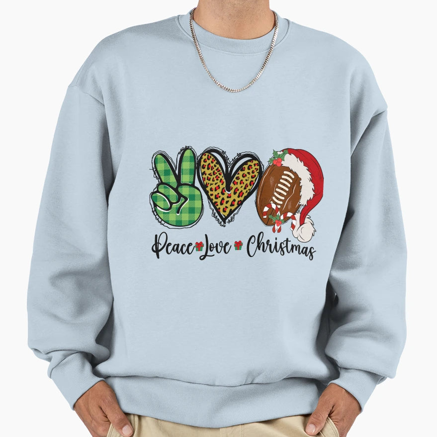 Peace Love Football Decoration Sweatshirt - Streetwear Style Men Women - T-Shirt, Sweatshirt, Hoodie