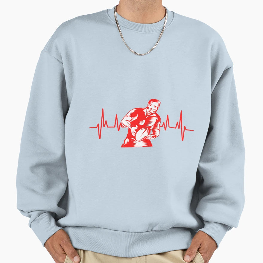 Rugby Player Rugby Heartbeat Rugby Sweatshirt - Unique Graphic for Adults - T-Shirt, Sweatshirt, Hoodie