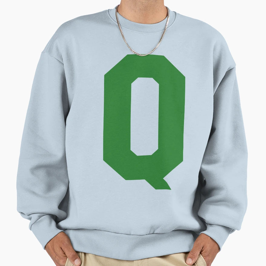 Alphabet Green Q Sports Letter Q Sweatshirt - Aesthetic Graphic Men Women - T-Shirt, Sweatshirt, Hoodie
