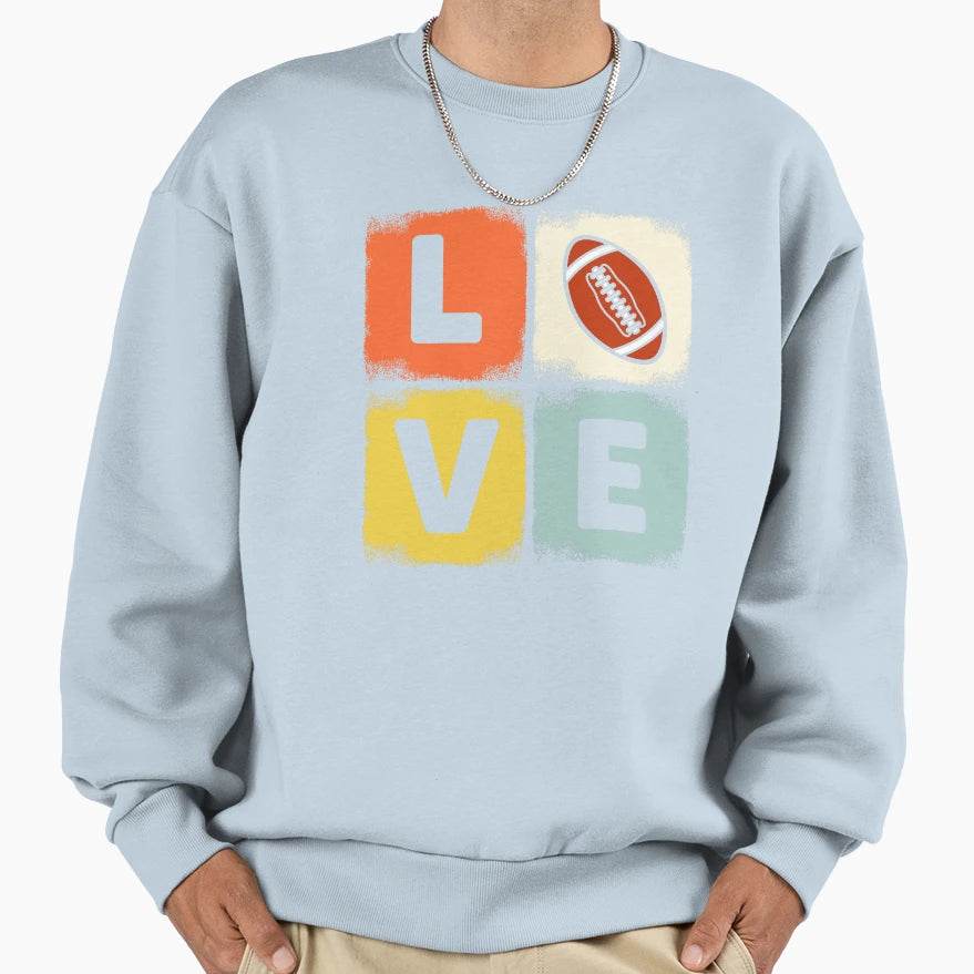 Football Love Block Sweatshirt - Streetwear Style for Adults - T-Shirt, Sweatshirt, Hoodie