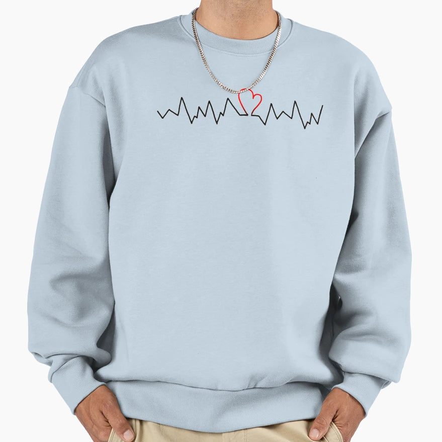Heart Beat Red Heart Sweatshirt - Unique Graphic Unisex - T-Shirt, Sweatshirt, Hoodie