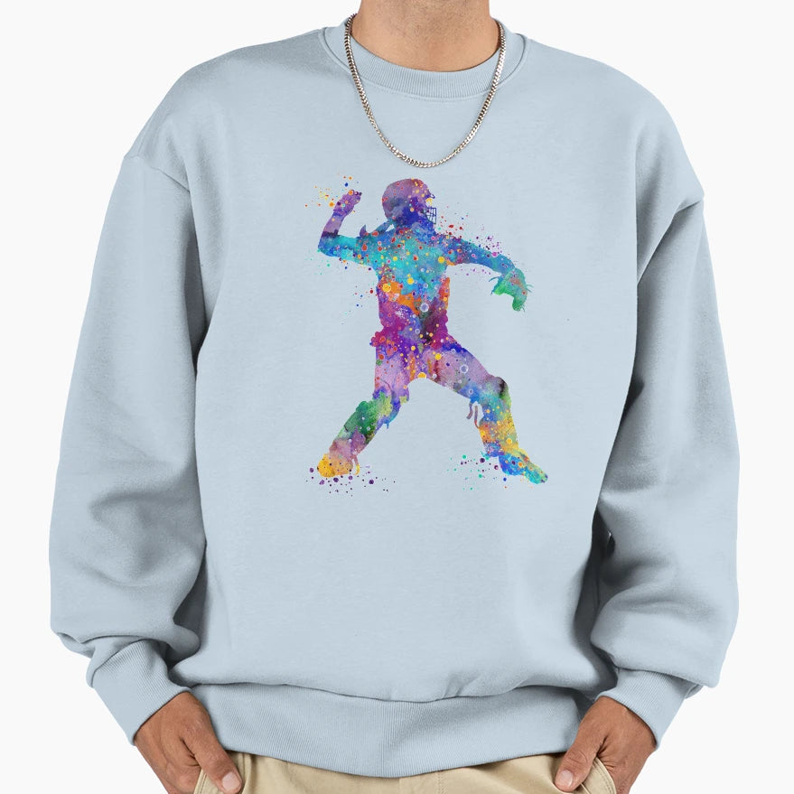 Baseball Catcher Watercolor Sweatshirt - Novelty Apparel Unisex - T-Shirt, Sweatshirt, Hoodie