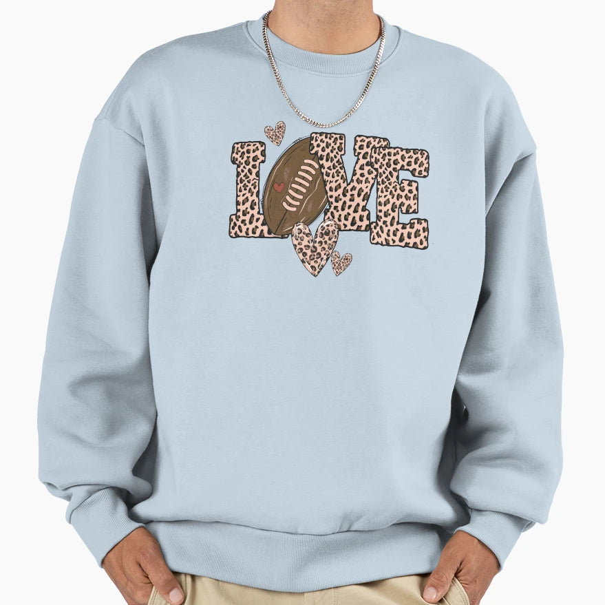 Leopard Love Football Sweatshirt - Aesthetic Graphic Men Women - T-Shirt, Sweatshirt, Hoodie