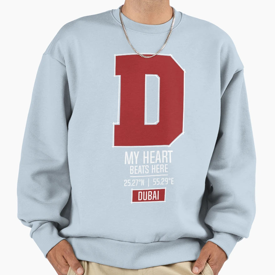 Dubai My Heart Beats Here Black Sweatshirt - Trendy Graphic Men Women - T-Shirt, Sweatshirt, Hoodie