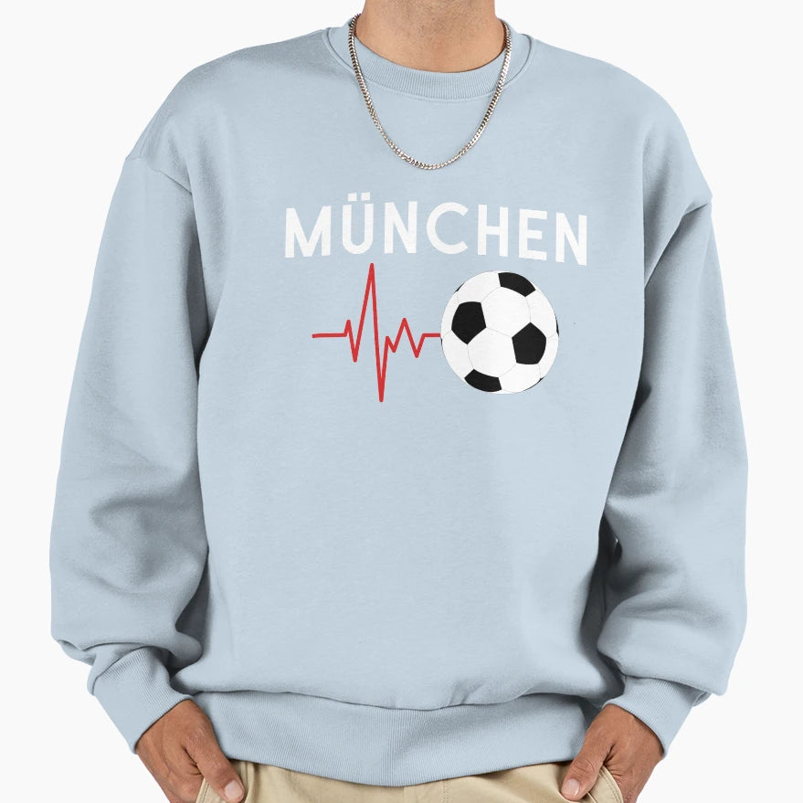 M Nchen Football Love Heart Beat Ekg Sweatshirt - Unique Graphic Unisex - T-Shirt, Sweatshirt, Hoodie