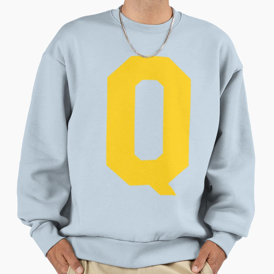 Alphabet Yellow Q Sports Letter Sweatshirt - Fun Novelty Design for Adults - T-Shirt, Sweatshirt, Hoodie