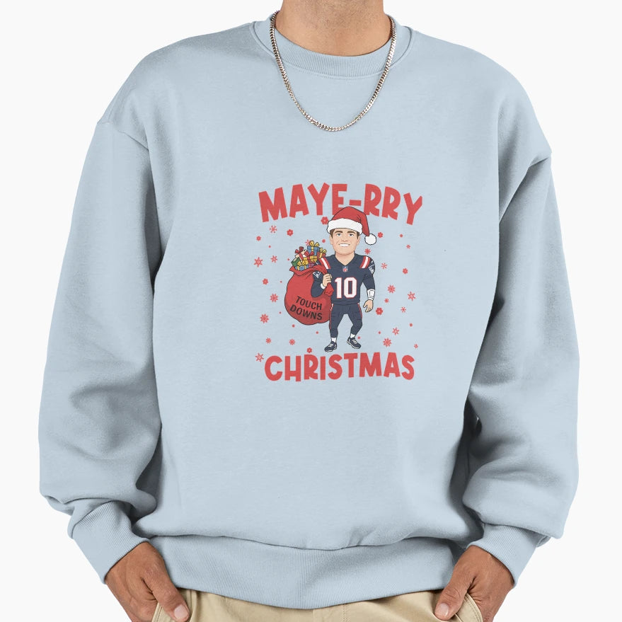Drake Maye Santa Claus Touch Sweatshirt - Minimalist Print for Adults - T-Shirt, Sweatshirt, Hoodie