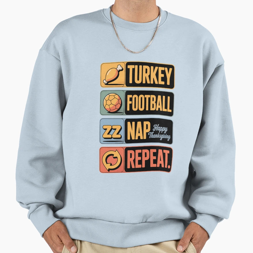 Happy Thanksgiving Turkey Football Sweatshirt - Streetwear Style Men Women - T-Shirt, Sweatshirt, Hoodie
