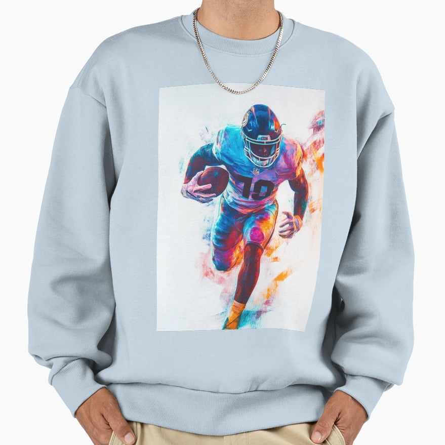 American Footballer Vibrant Colours Sweatshirt - Unique Graphic for Adults - T-Shirt, Sweatshirt, Hoodie