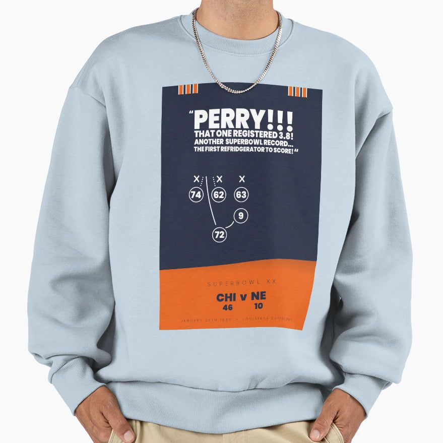 Fridge William Perry Playbook Art Sweatshirt - Trendy Graphic Unisex - T-Shirt, Sweatshirt, Hoodie