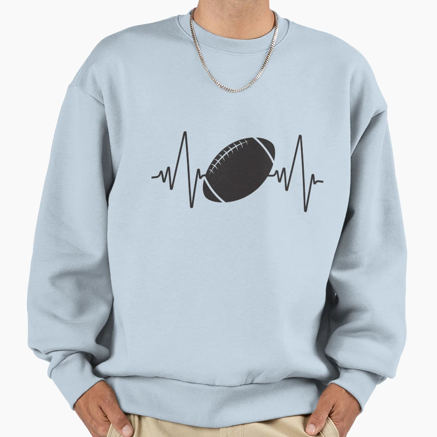 Heartbeat And Football Home Sweatshirt - Casual Everyday Wear for Adults - T-Shirt, Sweatshirt, Hoodie