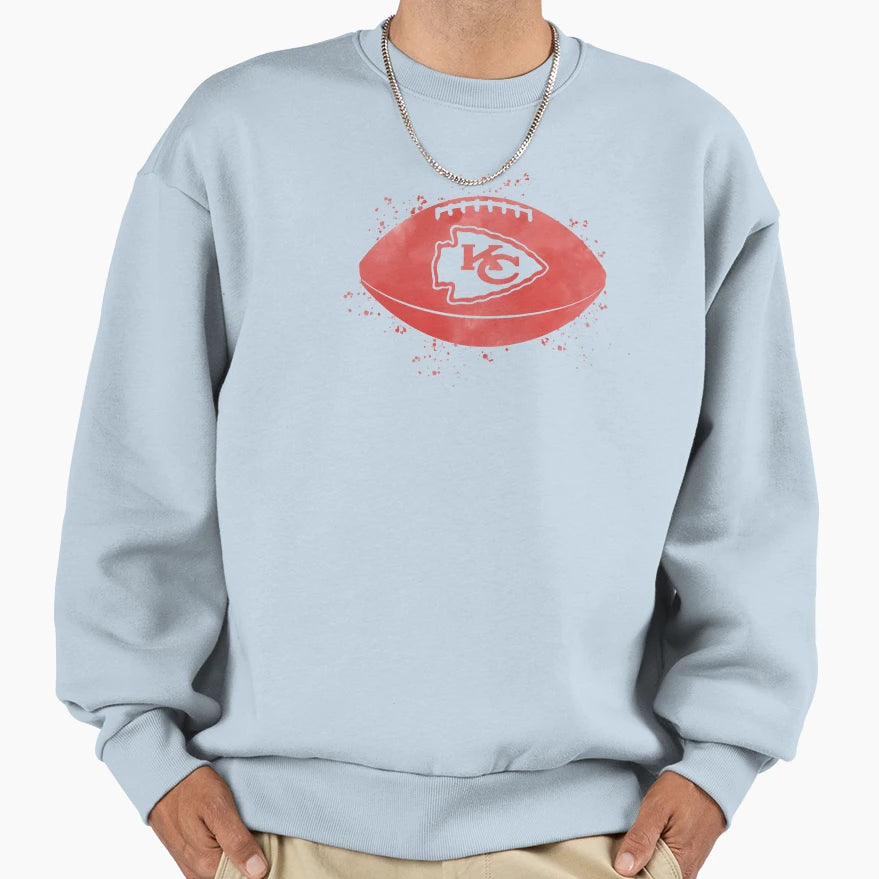 Chiefs Watercolor Football Sweatshirt - Graphic Print for Adults - T-Shirt, Sweatshirt, Hoodie