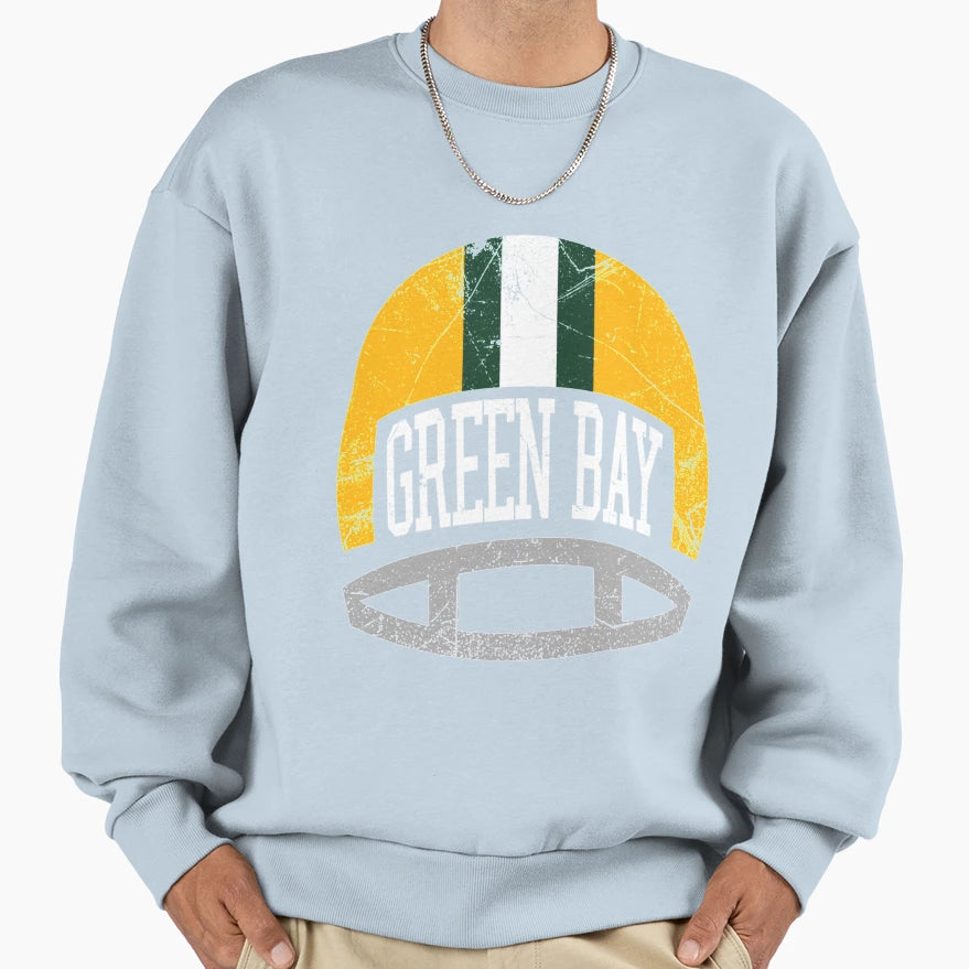 Green Bay Helmet Green Sweatshirt - Trendy Graphic Men Women - T-Shirt, Sweatshirt, Hoodie