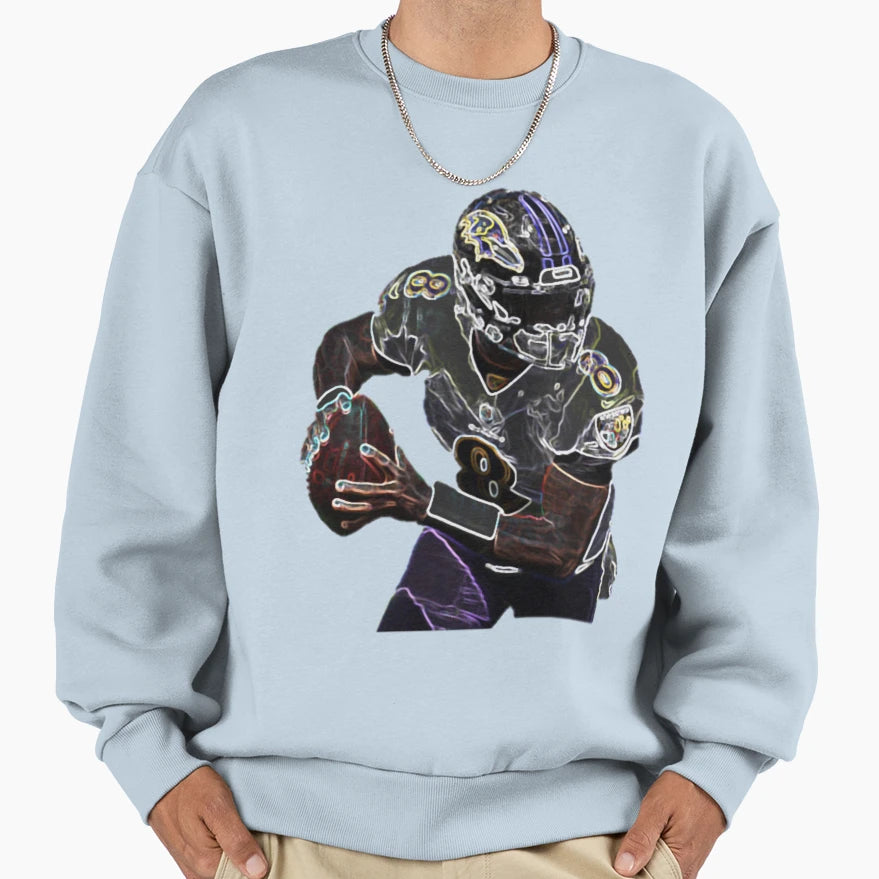 Lamar Jackons Raven Fan Art Sweatshirt - Casual Everyday Wear Unisex - T-Shirt, Sweatshirt, Hoodie