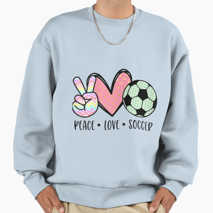 Peace Love Soccer Teen Sweatshirt - Custom Art Print Unisex - T-Shirt, Sweatshirt, Hoodie