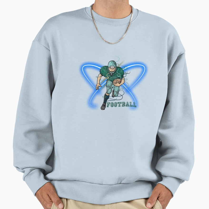 Football American Light Blue Sweatshirt - Unique Graphic Men Women - T-Shirt, Sweatshirt, Hoodie