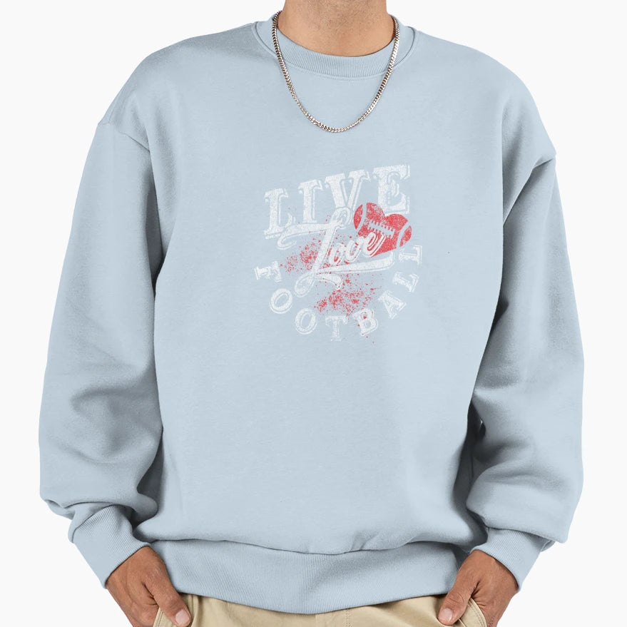 Football Live Love Football Girlie Fan Hoodie - Custom Art Print Men Women - T-Shirt, Sweatshirt, Hoodie