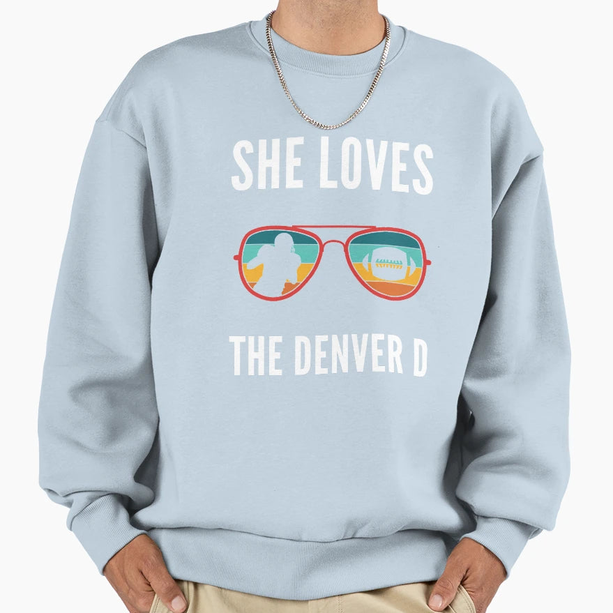 She Loves Denver D Sweatshirt - Minimalist Print Men Women - T-Shirt, Sweatshirt, Hoodie